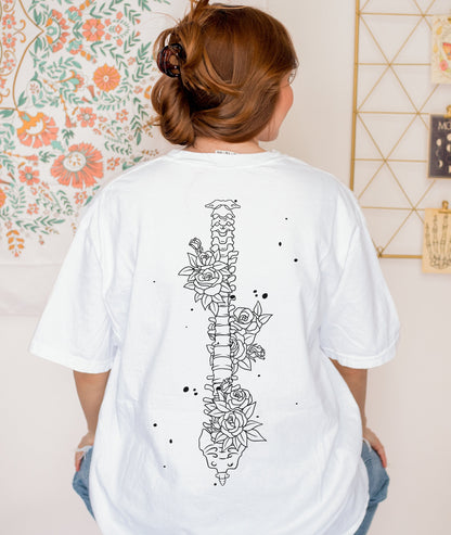 Chiropractic Floral Spine Outline T-Shirt