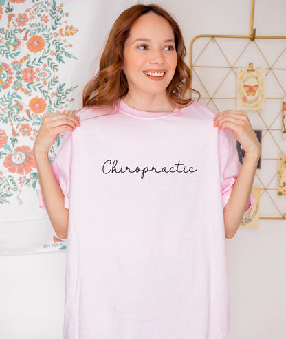 Chiropractic Floral Spine Outline T-Shirt