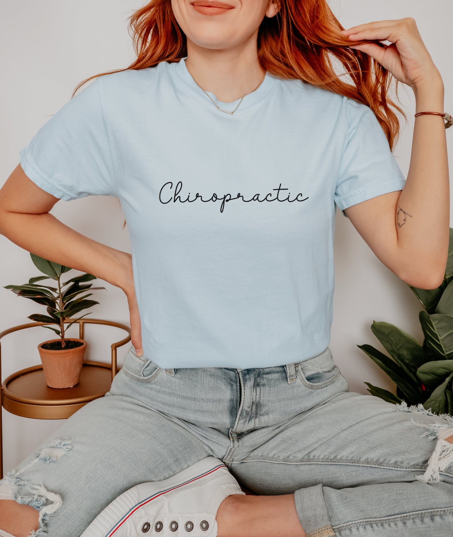 Chiropractic Floral Spine Outline T-Shirt