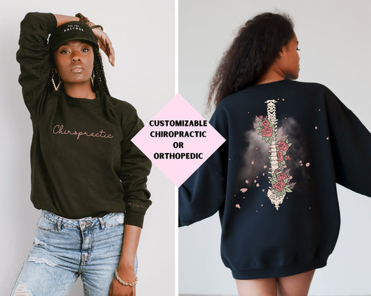 Chiropractic Floral Spine Sweatshirt (Customizable)