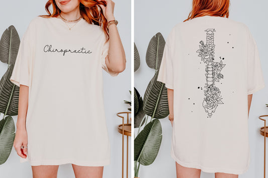 Chiropractic Floral Spine Outline T-Shirt