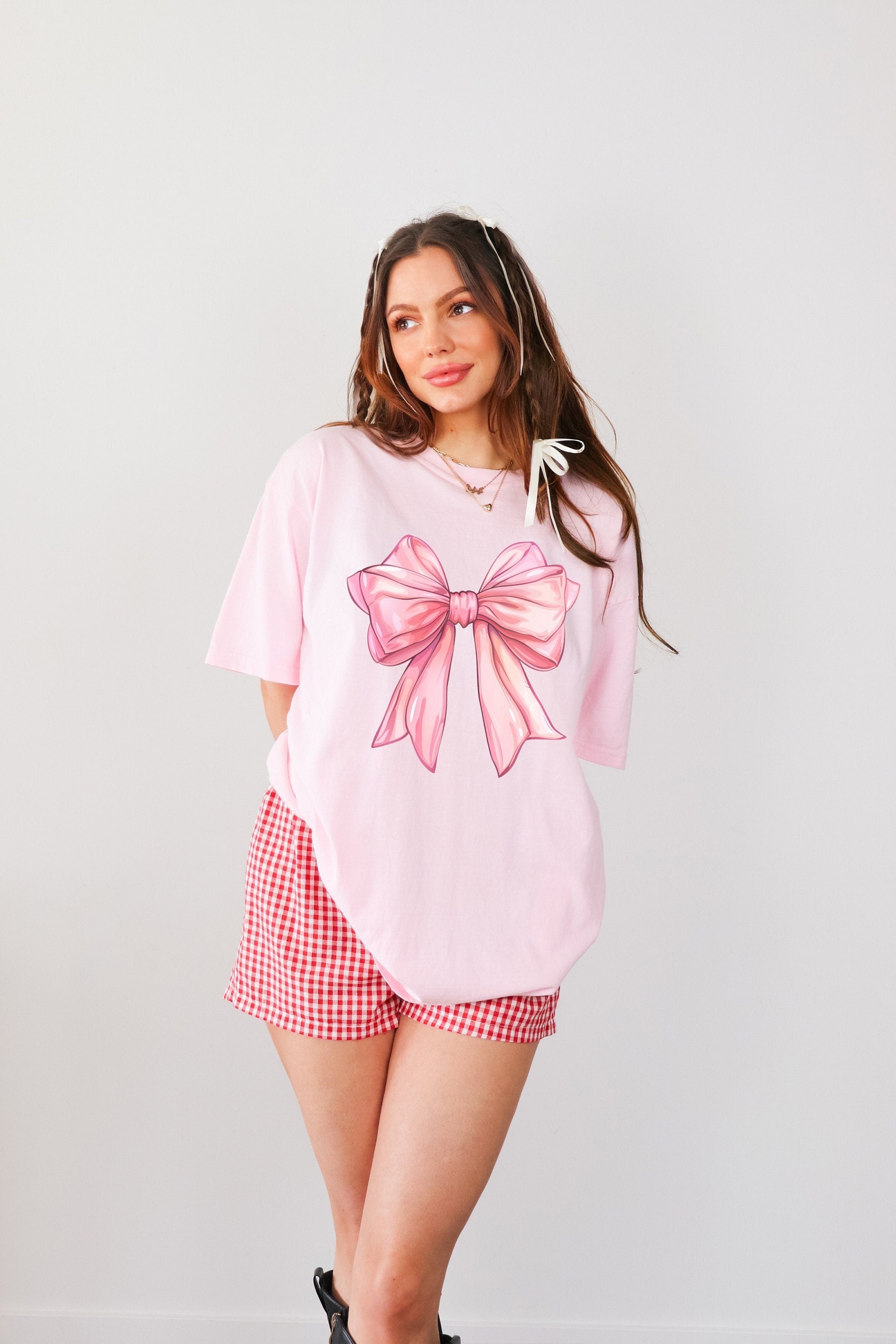 Pink Bow Shirt,Coquette Bows Shirt,Coquette Aesthetic,Bow Coquette,soft girl era, comfort colors tshirt,y2k aesthetic,baby tee,oversized tee