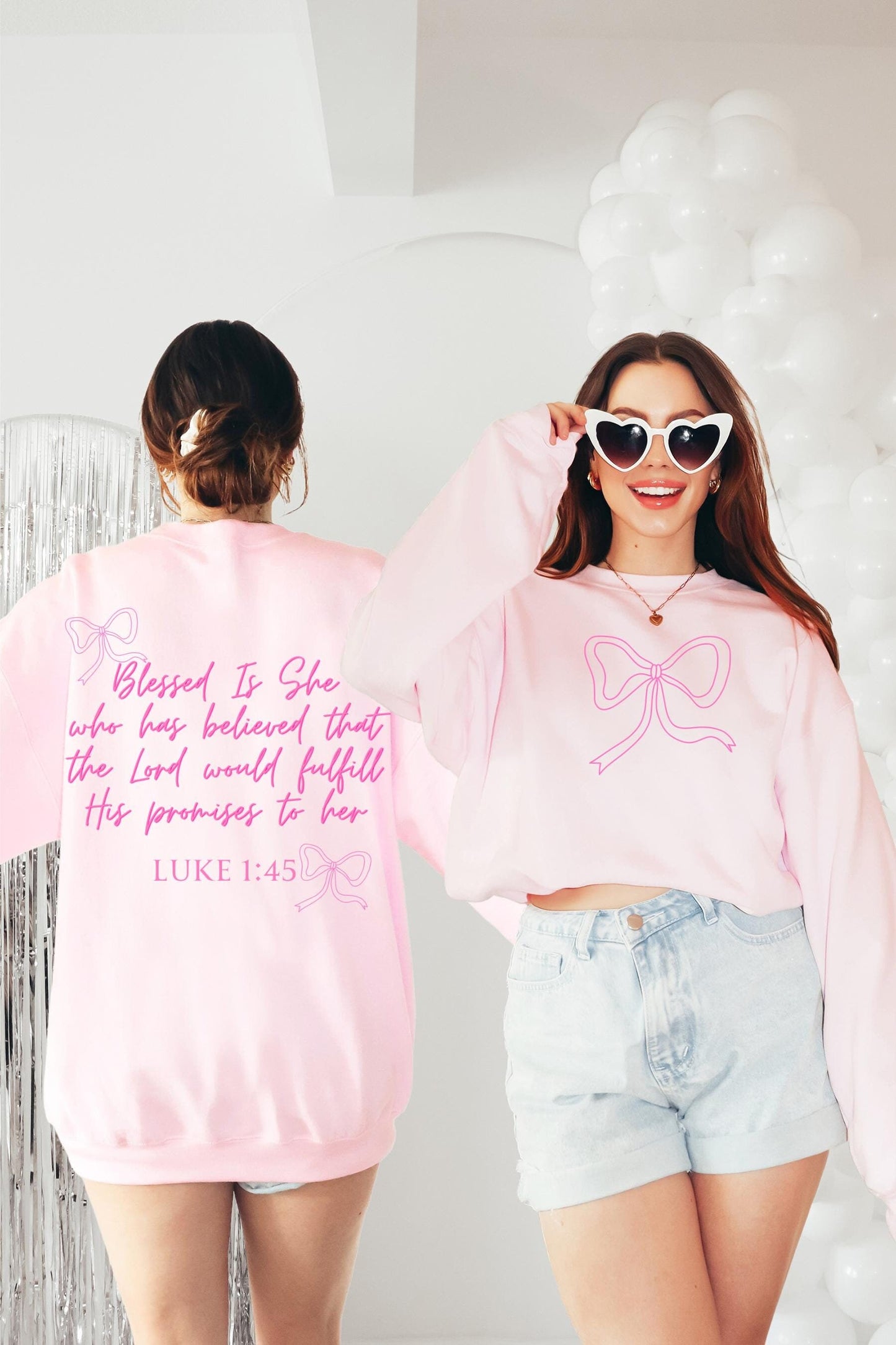 Christian Coquette crewneck sweatshirt,Pink bow sweatshirt,Teenage girl gifts,Bible verse sweatshirt,Coquette clothing,Balletcore sweatshirt