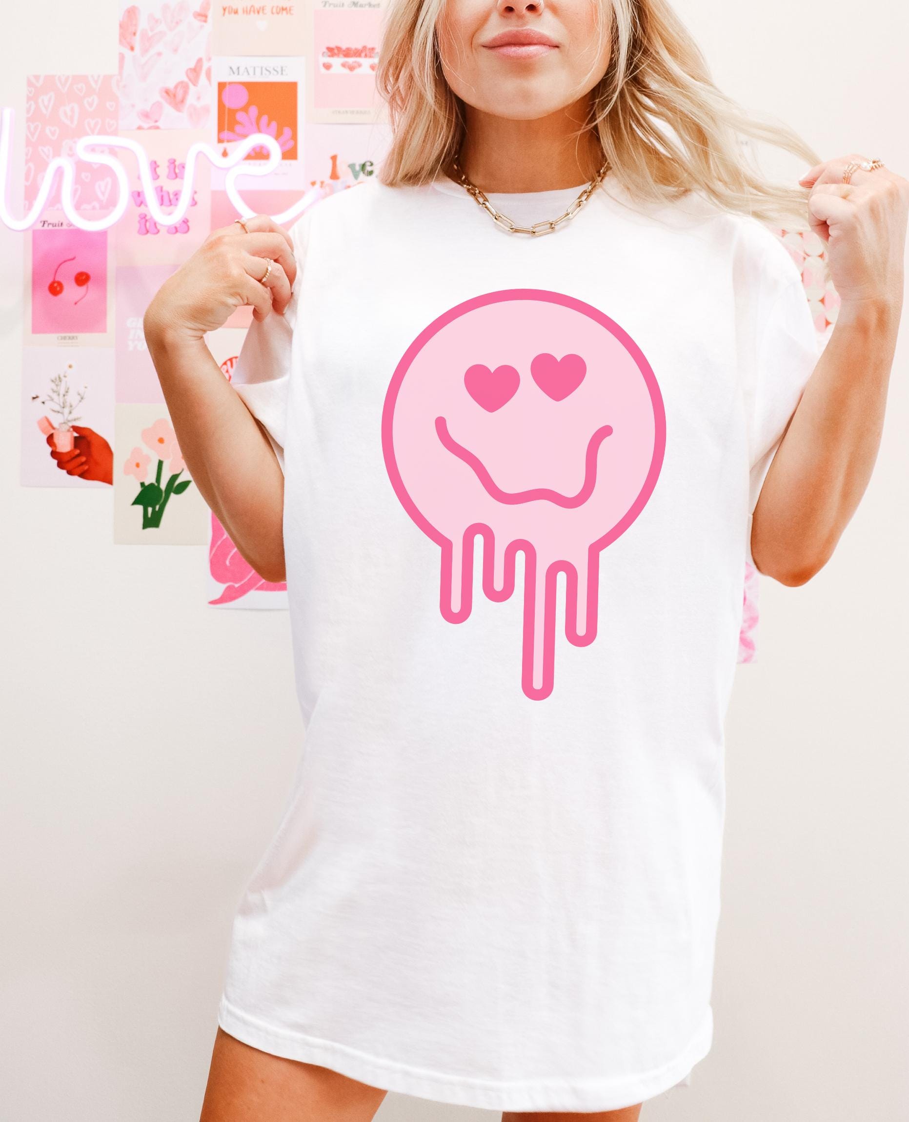 Drippy Smiley Face Comfort Colors T-Shirt,Melting happy face,smiling face tee, Happy face comfort colors, retro smiley face,neon happy face