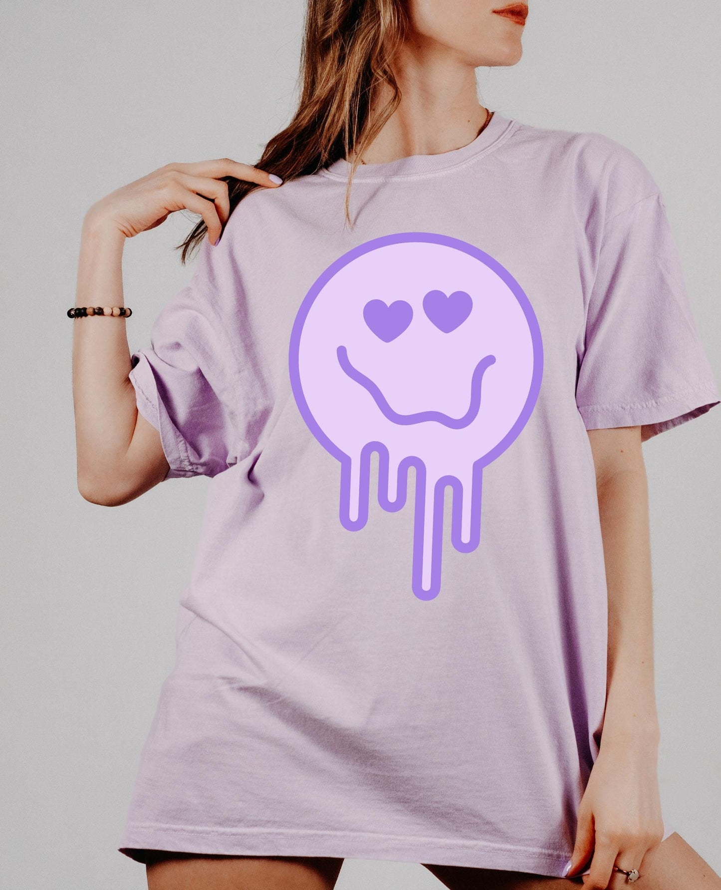 Drippy Smiley Face Comfort Colors T-Shirt,Melting happy face,smiling face tee, Happy face comfort colors, retro smiley face,neon happy face