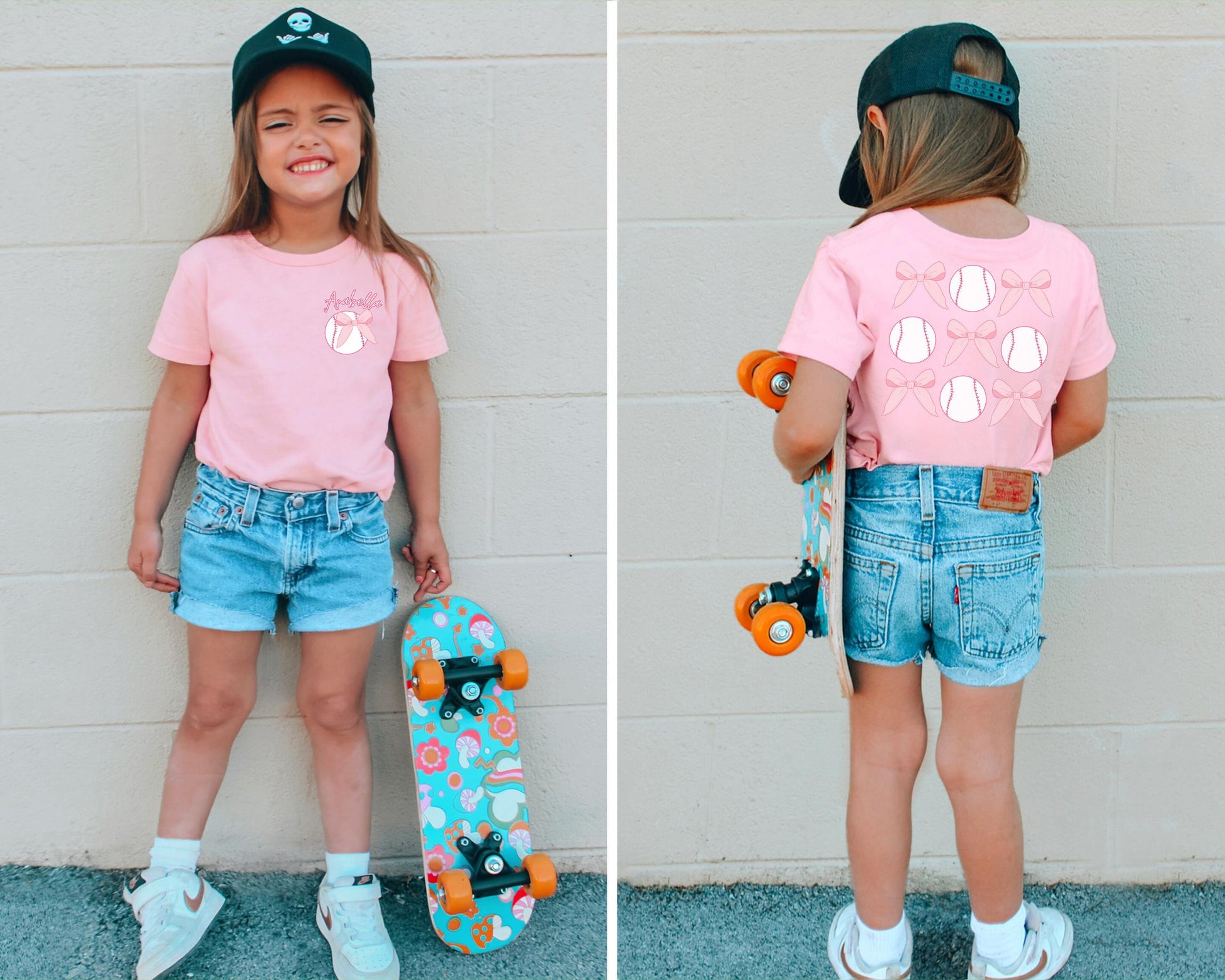 Custom Girls Baseball T-Shirt,Coquette Baseball T-Shirt,Pink Bow Shirt,Kids Baseball shirt,Baseball sis shirt,mommy and me,coquette baseball