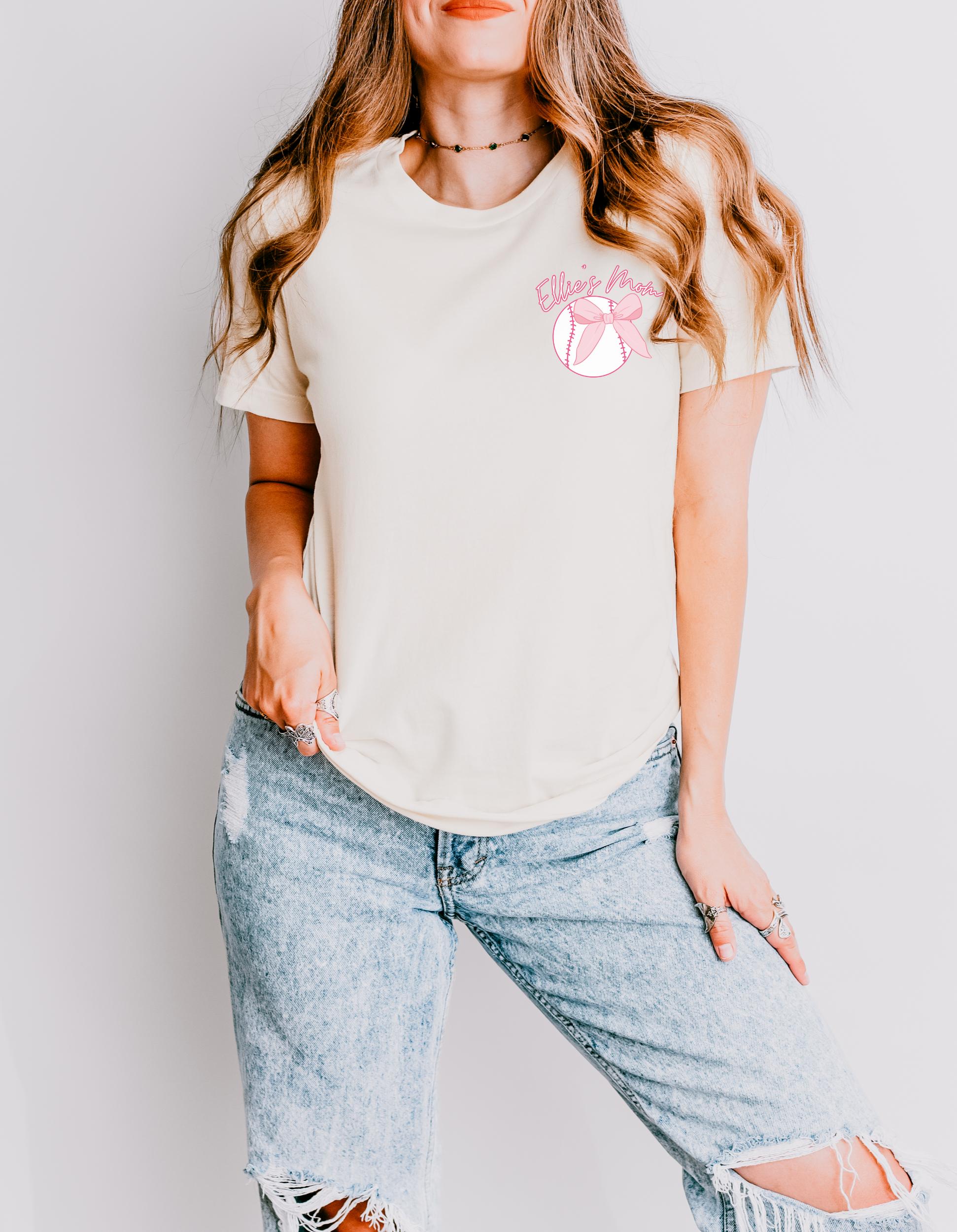 Pink coquette Baseball Bow shirt,Personalizable mom tshirt,Game day shirt,customizable baseball shirt,mom baseball shirt, baseball gift,mama