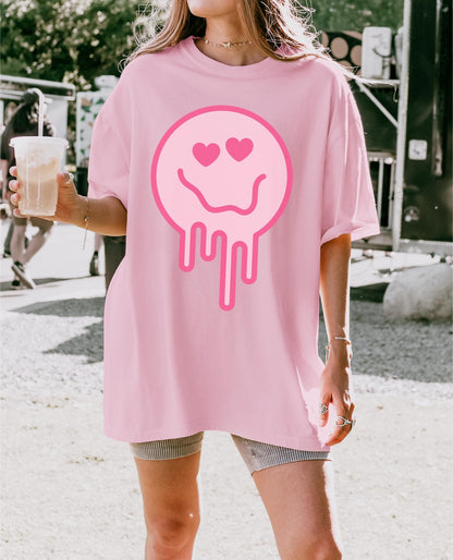 Drippy Smiley Face Comfort Colors T-Shirt,Melting happy face,smiling face tee, Happy face comfort colors, retro smiley face,neon happy face