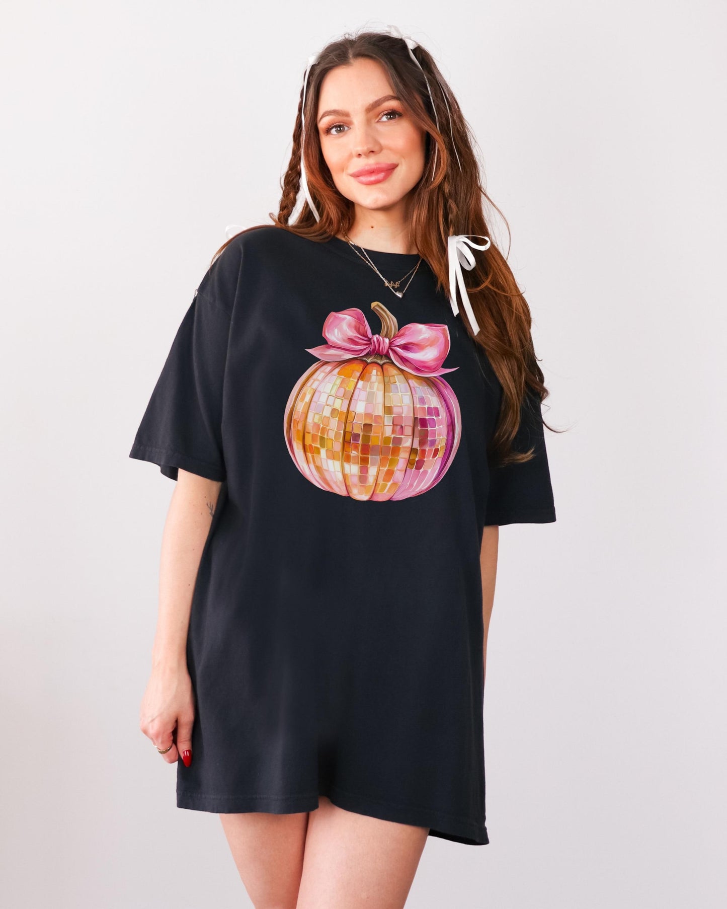 Disco Ball Pumpkin Comfort Colors tshirt,Fall Pumpkin Shirt,Thanksgiving shirt,Coquette Pumpkin TShirt,pink and orange disco ball,autumn tee