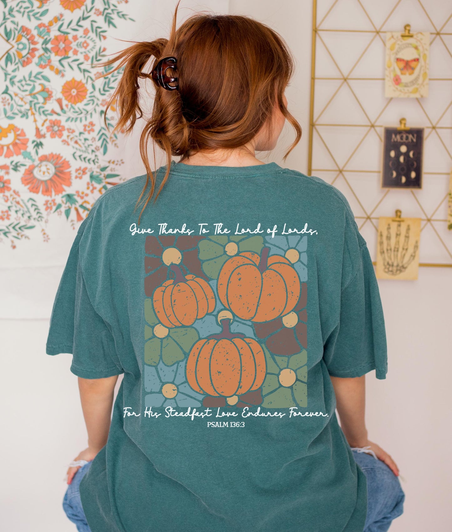 Christian shirt for Thanksgiving Comfort Colors,Bible Verse shirt,Thankful shirt,Fall shirt,Friendsgiving shirt,Boho pumpkin floral,Jesus